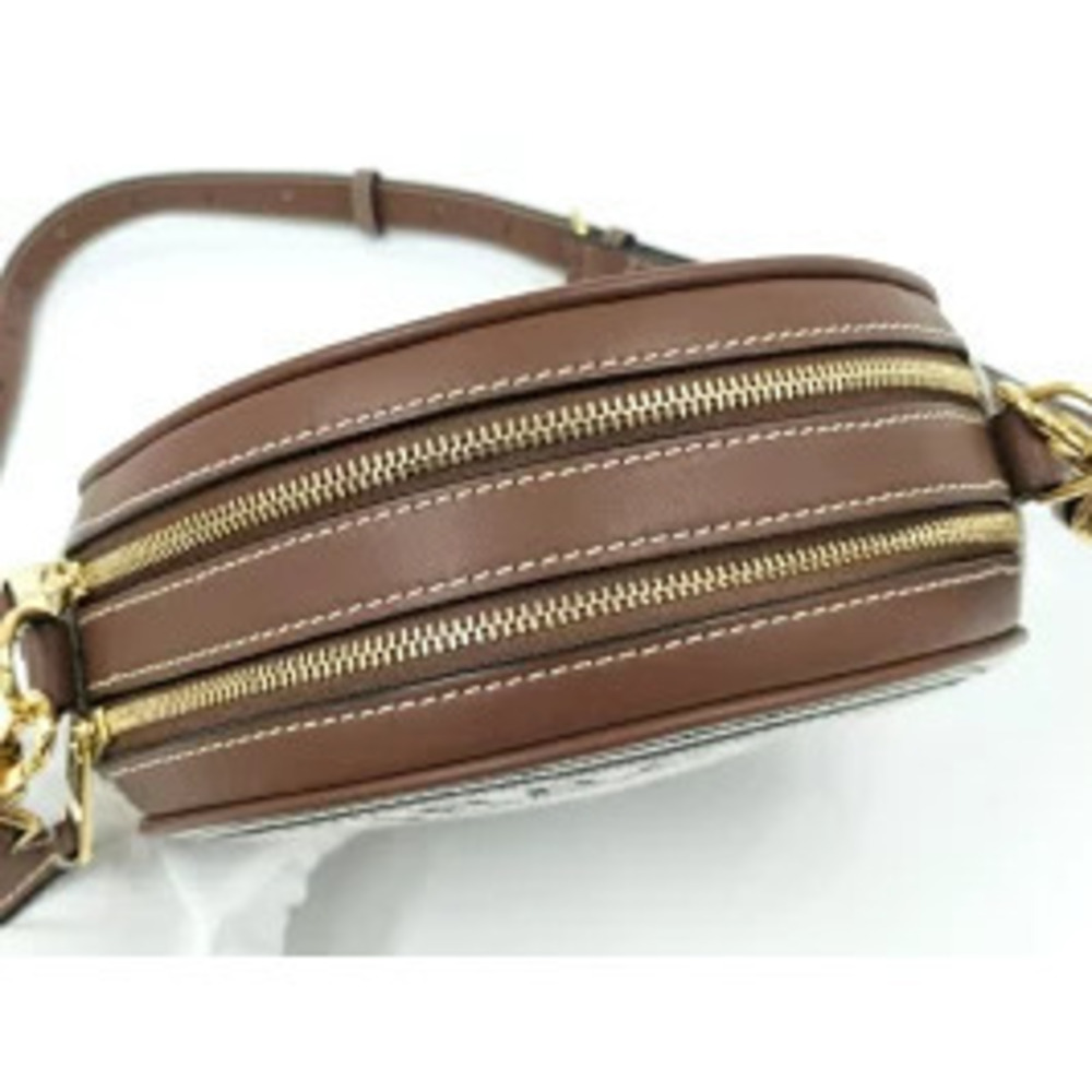 BURBERRY Louise Shoulder Bag Leather Canvas Ivory White Brown - Picture 7 of 9